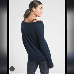 EUC Athlea Studio Barre sweatshirt Navy Blue Size XS with Thumb Holes